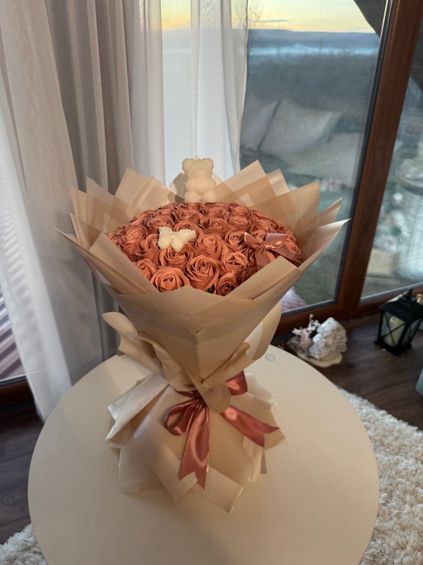 Buchet Ursuleț 59 Trandafiri Roz